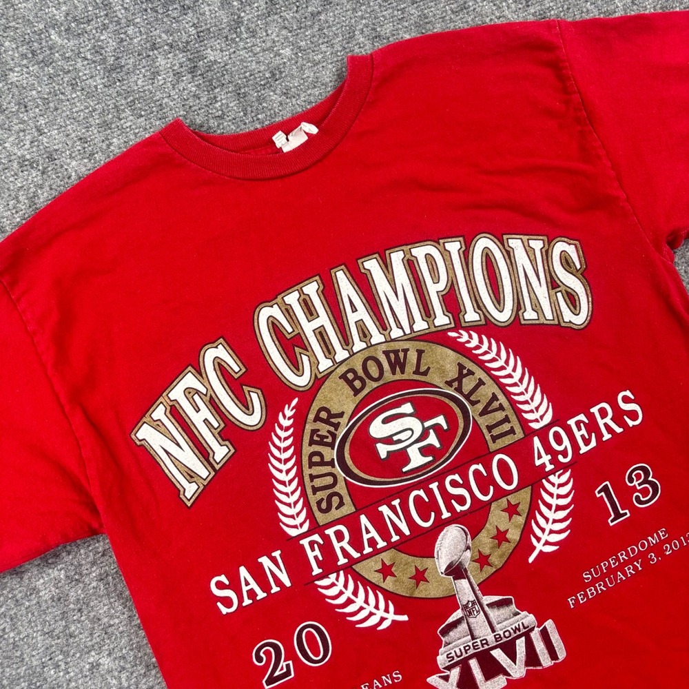 Alstyle San Francisco 49ers T-Shirt Medium Red NFC Champions 2013 Mens